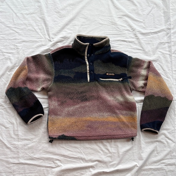 Columbia Helvetia II Women’s Small Printed Cropped Quarter Snap Sherpa Fleece - Picture 1 of 10